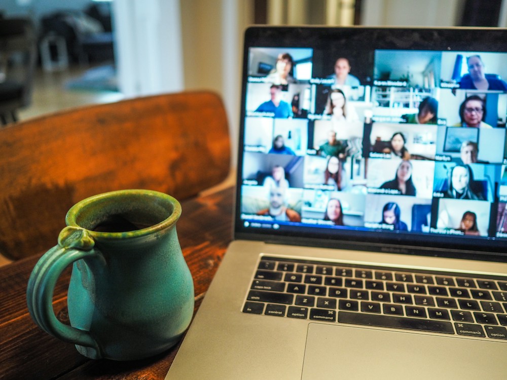 A video call with clients from around the world